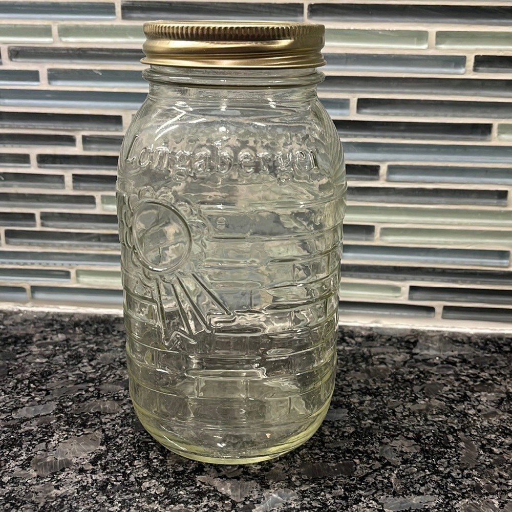 Longaberger blue ribbon quart jar